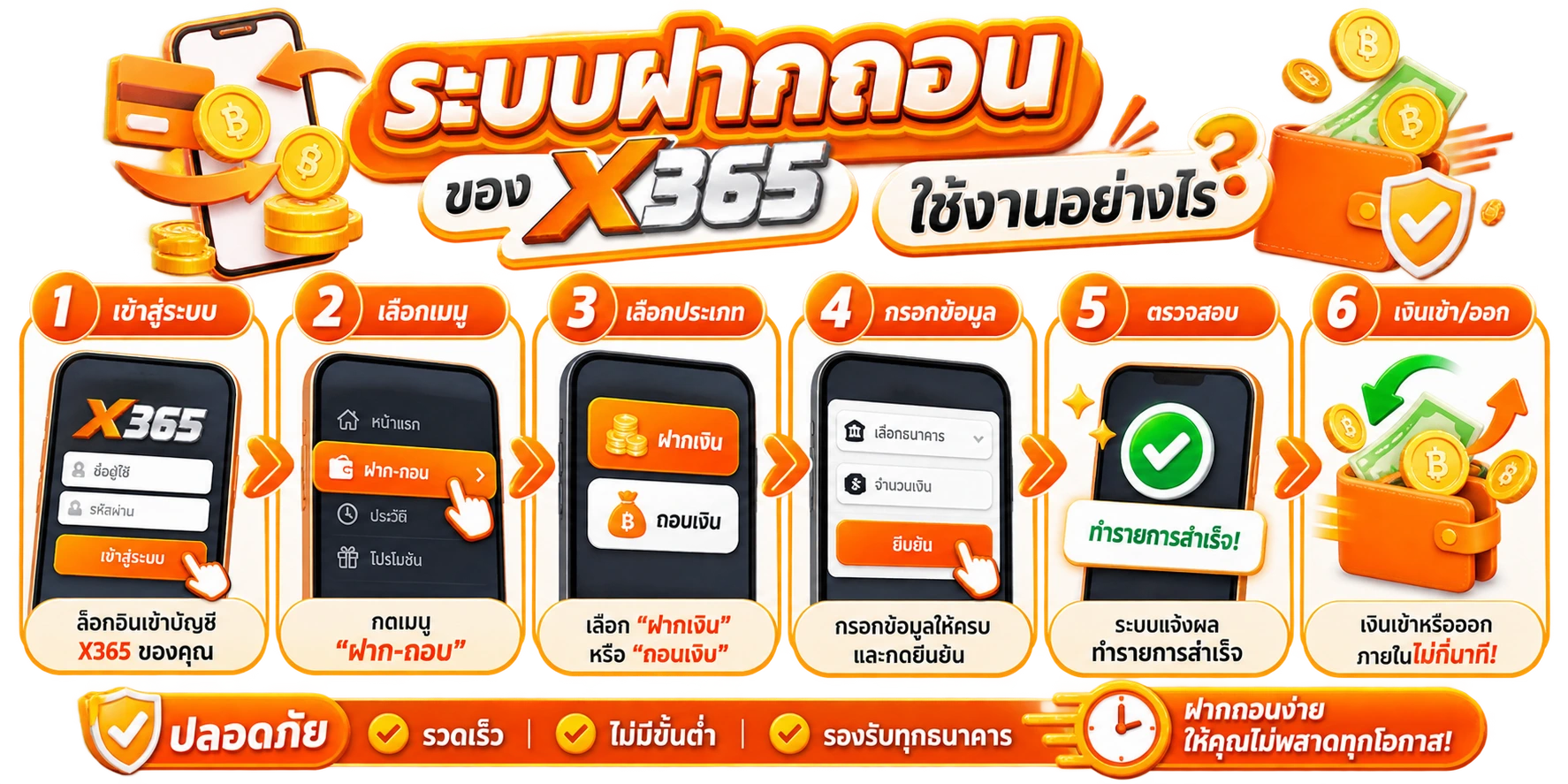 ระบบฝากถอนของX365 ใช้งานอย่างไร